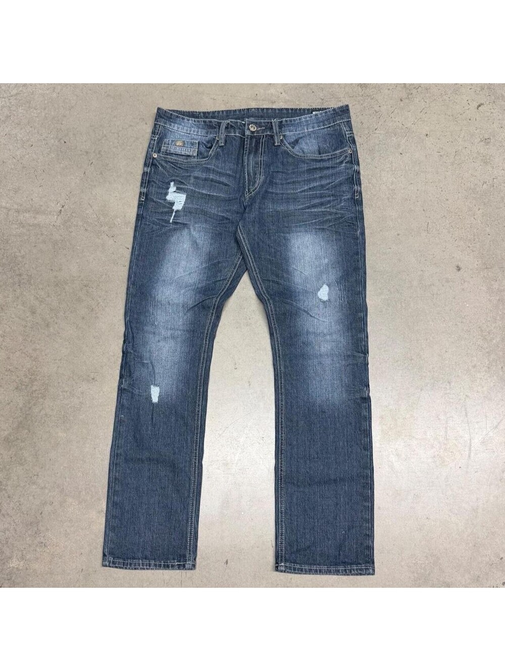 David Bitton Buffalo Max-X Super Skinny Stretch Jeans Mens 32x30 Blue Distressed